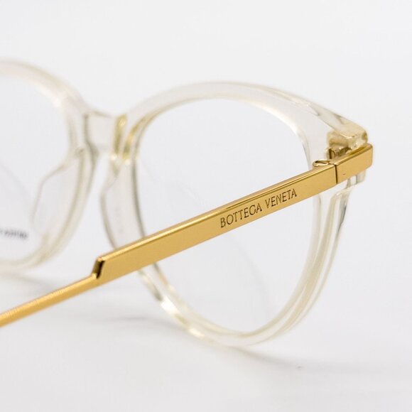 NEW BOTTEGA VENETA EYEGLASSES BV1039O 003 ROUND BEIGE TRANSPSRENT WOMEN EYEWEAR - Picture 5 of 9